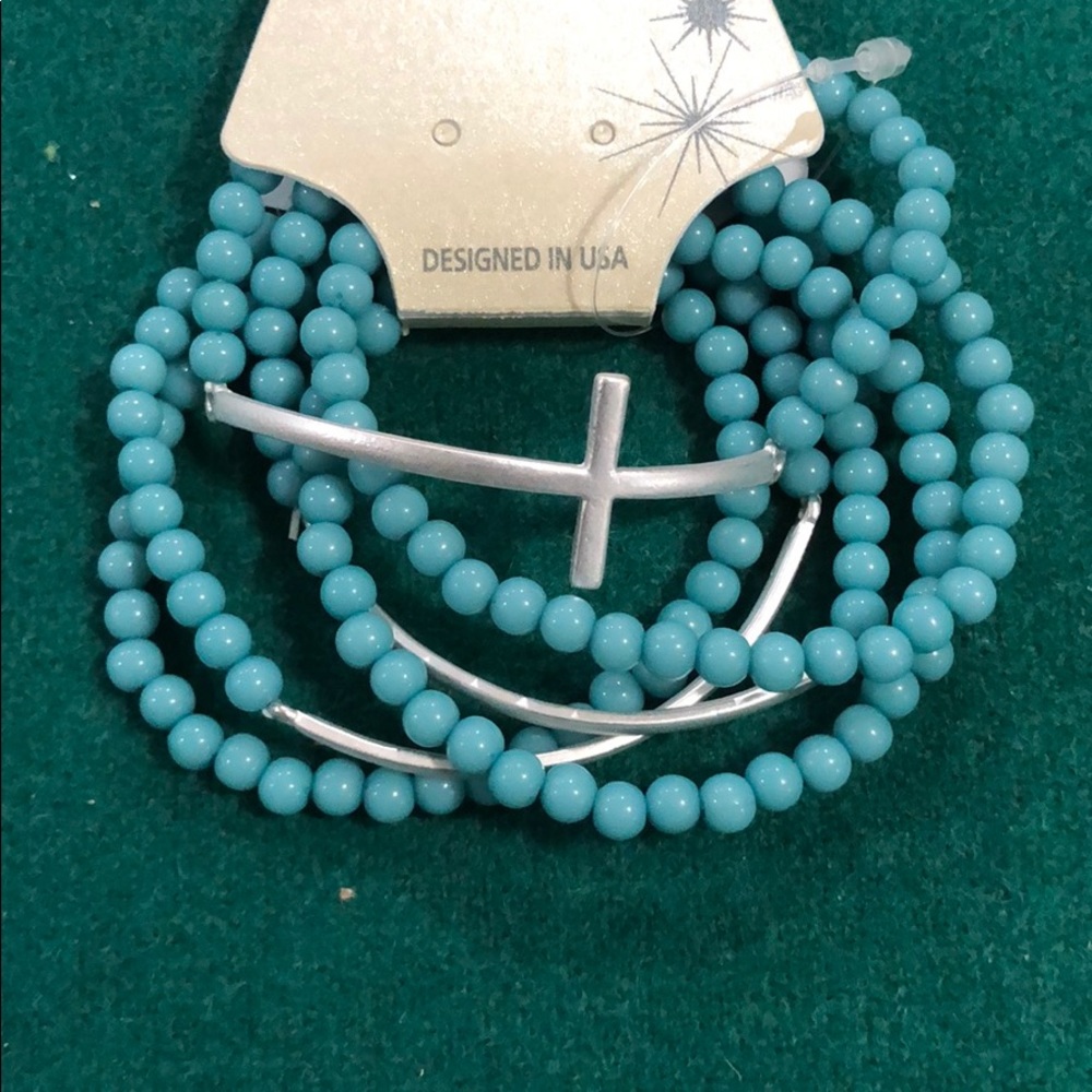 Turquoise beaded cross bracelet